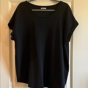 Black Scuba Short Sleeve Women's Blouse